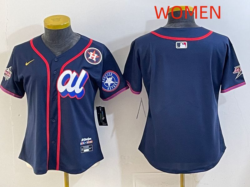 Women 2025 Houston Astros Blank Drak Blue All star Nike MLB Jersey style 02